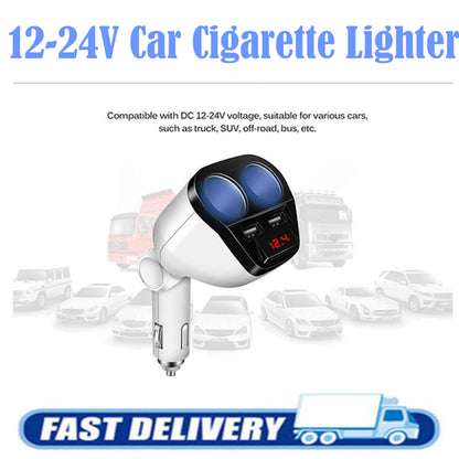 Dual USB Car Charger – 1-to-2 Cigarette Lighter Splitter for iPhone & Android