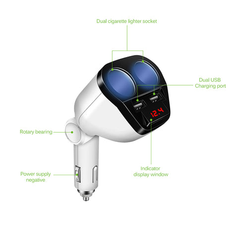 Dual USB Car Charger – 1-to-2 Cigarette Lighter Splitter for iPhone & Android