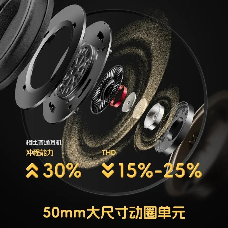 FiiO Snowsky Nature Over-Ear Headphones 50mm Dynamic Driver, Carbon Black Diaphragm 3.5mm HIFI Wired Headphones Gifts