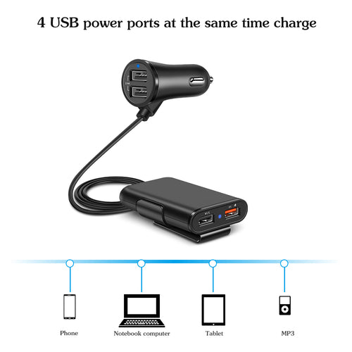 QC 3.0 Fast Car USB Charger – Quick Charge Adapter with Clip for iPhone & Android