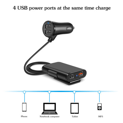 QC 3.0 Fast Car USB Charger – Quick Charge Adapter with Clip for iPhone & Android