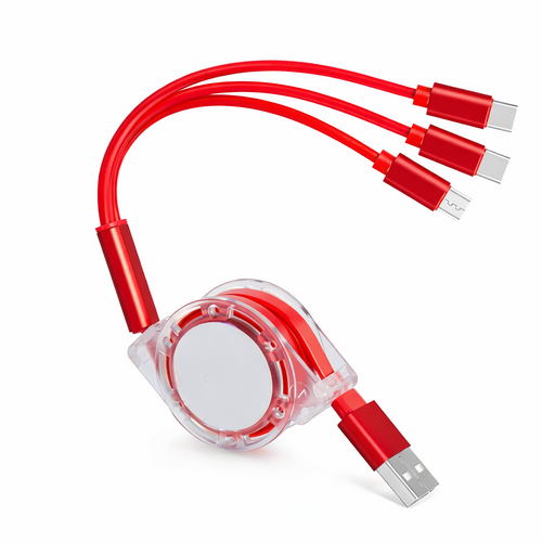 Retractable 3-in-1 Charging Cable – USB-C, Lightning & Micro USB for iPhone & Android
