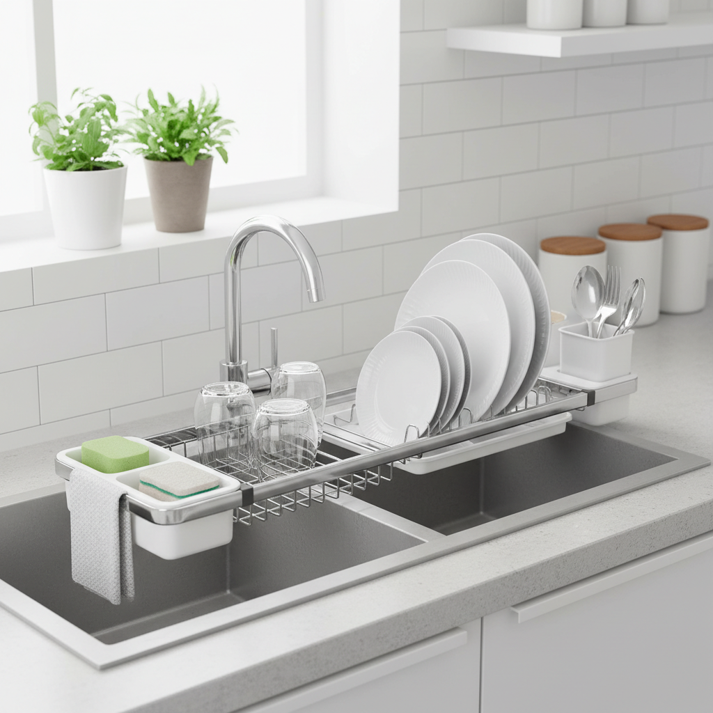 Telescopic Sink Rack – Adjustable Over-Sink Dish Drainer