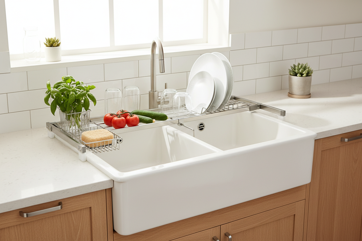 Telescopic Sink Rack – Adjustable Over-Sink Dish Drainer