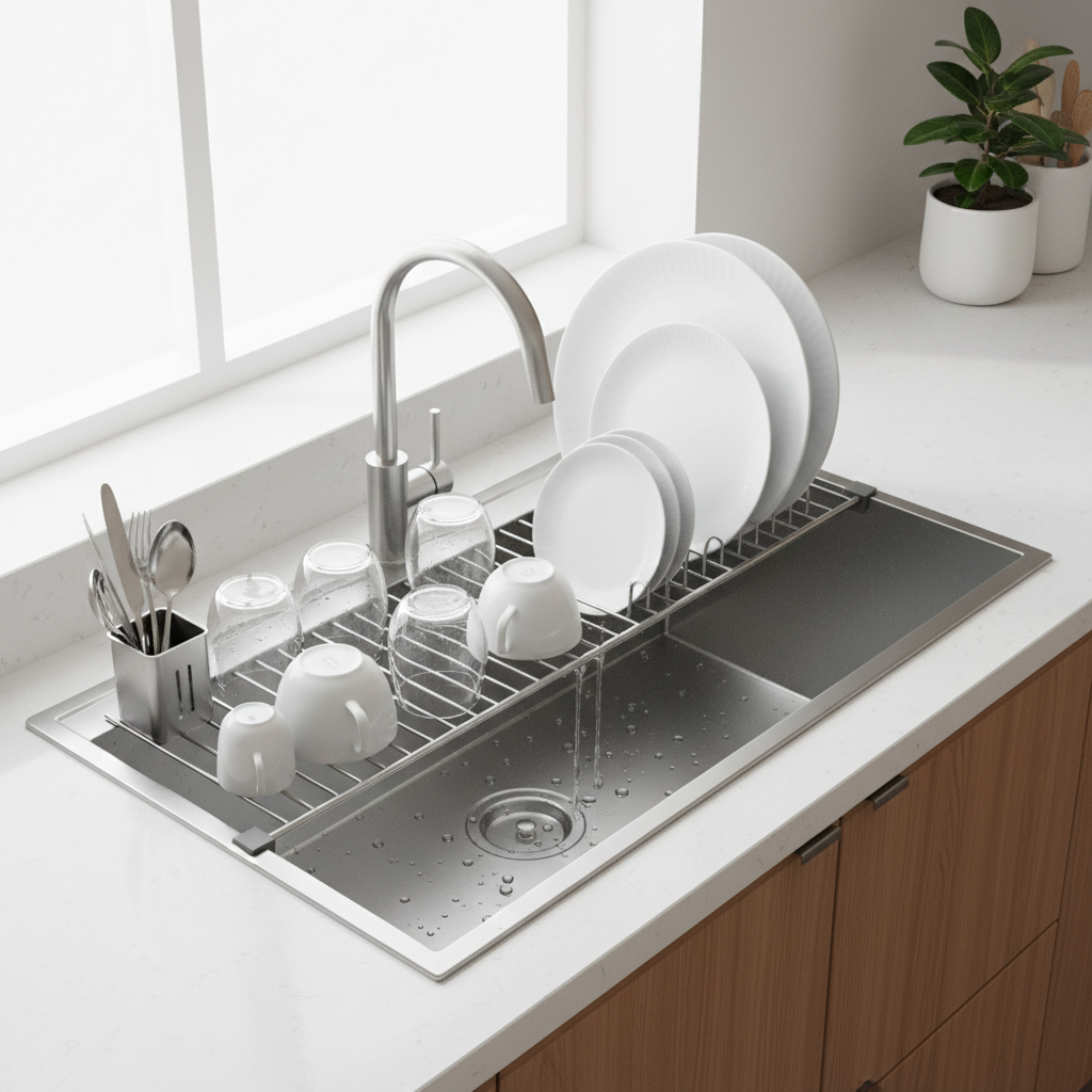 Telescopic Sink Rack – Adjustable Over-Sink Dish Drainer