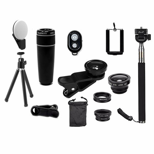 11-in-1 Smartphone Camera Lens Kit – Wide Angle, Macro & Fisheye Lenses for iPhone & Android