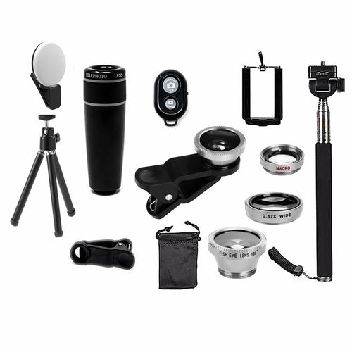 11-in-1 Smartphone Camera Lens Kit – Wide Angle, Macro & Fisheye Lenses for iPhone & Android
