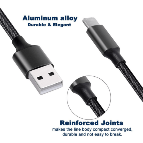 3-in-1 Nylon Braided Charging Cable – USB-C, Lightning & Micro USB Fast Charge